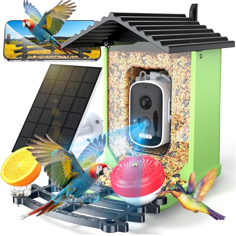 OPOWO Smart 2K bird feeder with AI ID, solarpower, live view, videocapture - NEW